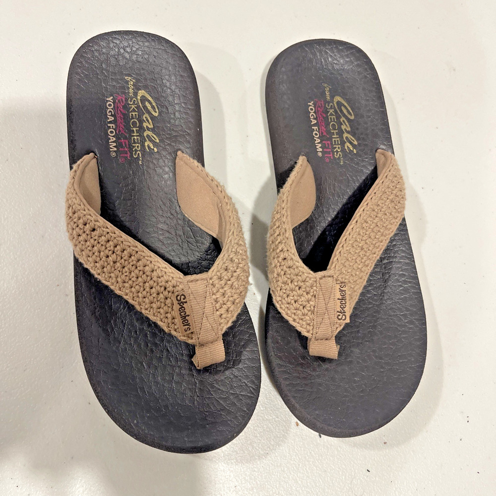 Skechers Cali Asana Womens Crochet Thong Sandals Size 8 Yoga Mat